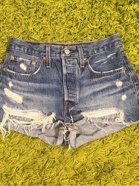 Levi's Distressed Blue Denim Cutoff Shorts